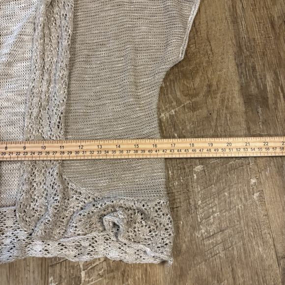 Converse Neutral Open Cardigan Women Medium Beige Minimalist Boho Chic Hippie - Picture 4 of 7